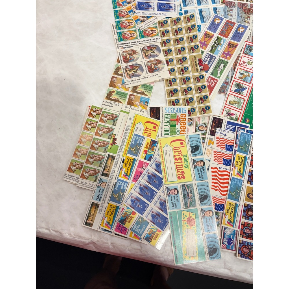 Vintage Christmas Seals Boys Town Charity Stamp Sheets Lot 100+ American Lung - Picture 15 of 16